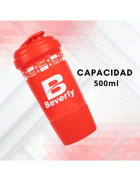 Shaker Beverly 500 ml con dosificador y rejilla anti grumos