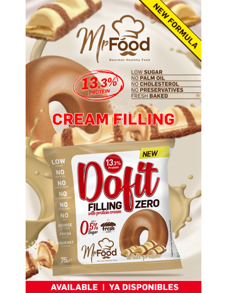 Dofit Zero con crema Protéica sabor White Praline (12uds). Rosquilla