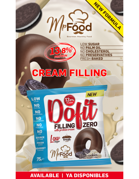 Dofit Zero con crema Protéica sabor Black Cookies (12uds). Rosquilla