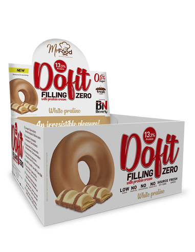 Dofit Zero à la crème protéinée saveur Praline Blanche (12 unités). Donut