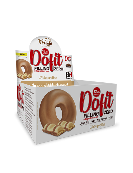 Dofit Zero à la crème protéinée saveur Praline Blanche (12 unités). Donut