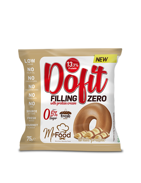 Dofit Zero con crema Protéica sabor White Praline (12uds). Rosquilla